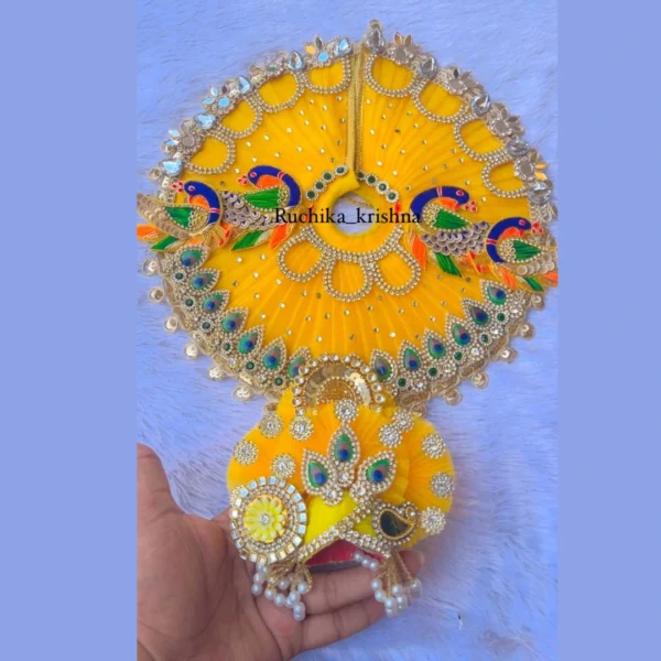 Peacock Yellow Heavy Poshak with Iskon Style Pagdi